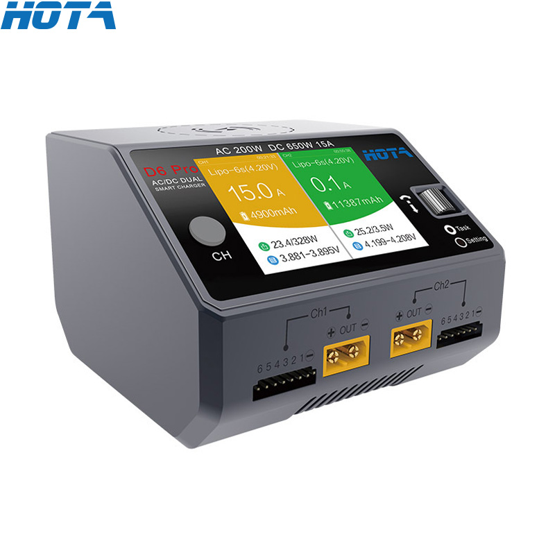 Hota D6 Pro Dual Lipo Charger - Hota D6 Pro Zwarte Ac 200W