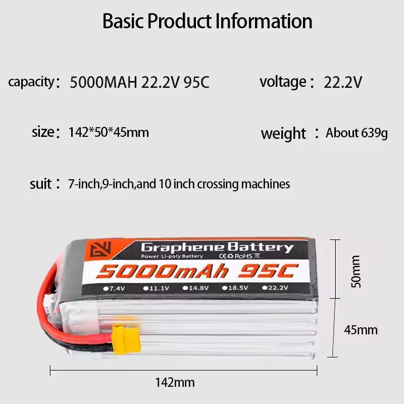 Lipo Batterij 6S 5000mAh XT60  - 6S Lipo Battery 22.2V 5000Mah recensie en prijs